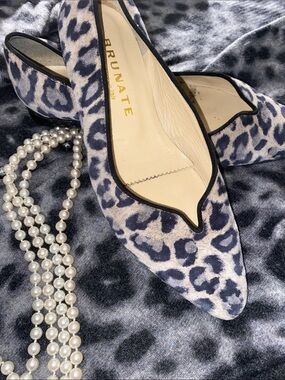 Brunate Leopard-Print Pointed-Toe Flats in Gray and Black